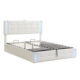 Storage Bed With LED Lights And Hydraulic Lift White - Furniture Home Direct