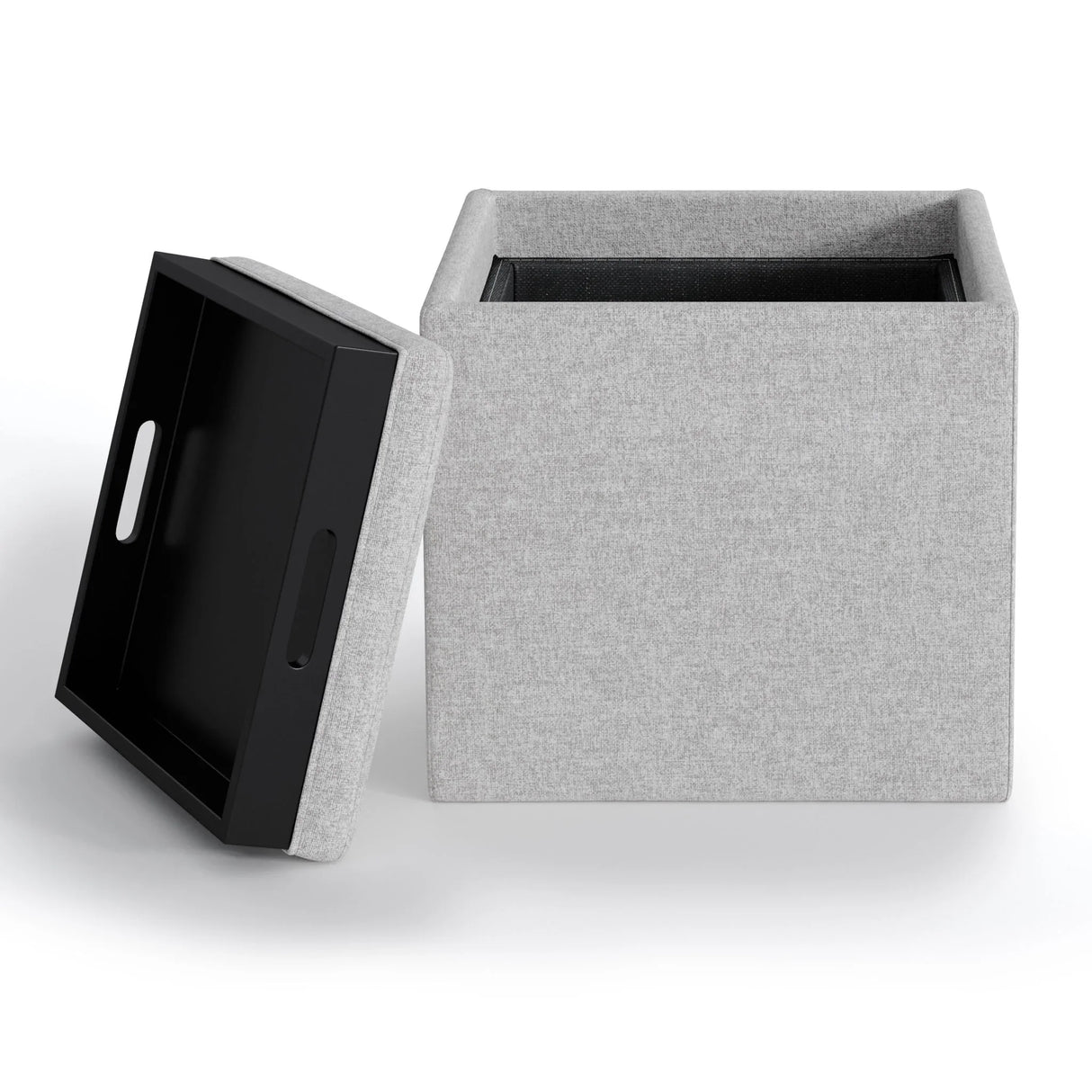 Rockwood - Upholstered Cube Storage Ottoman With Tray - Furniture Home Direct
