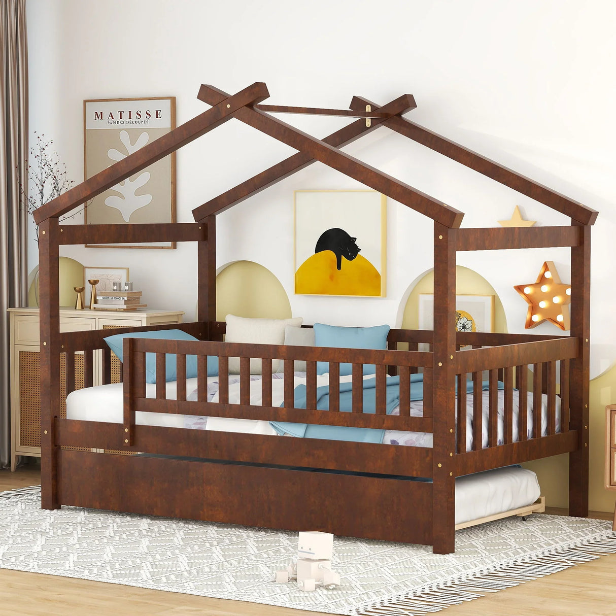 Creativity House Bed With Twin Size Trundle - Furniture Home Direct