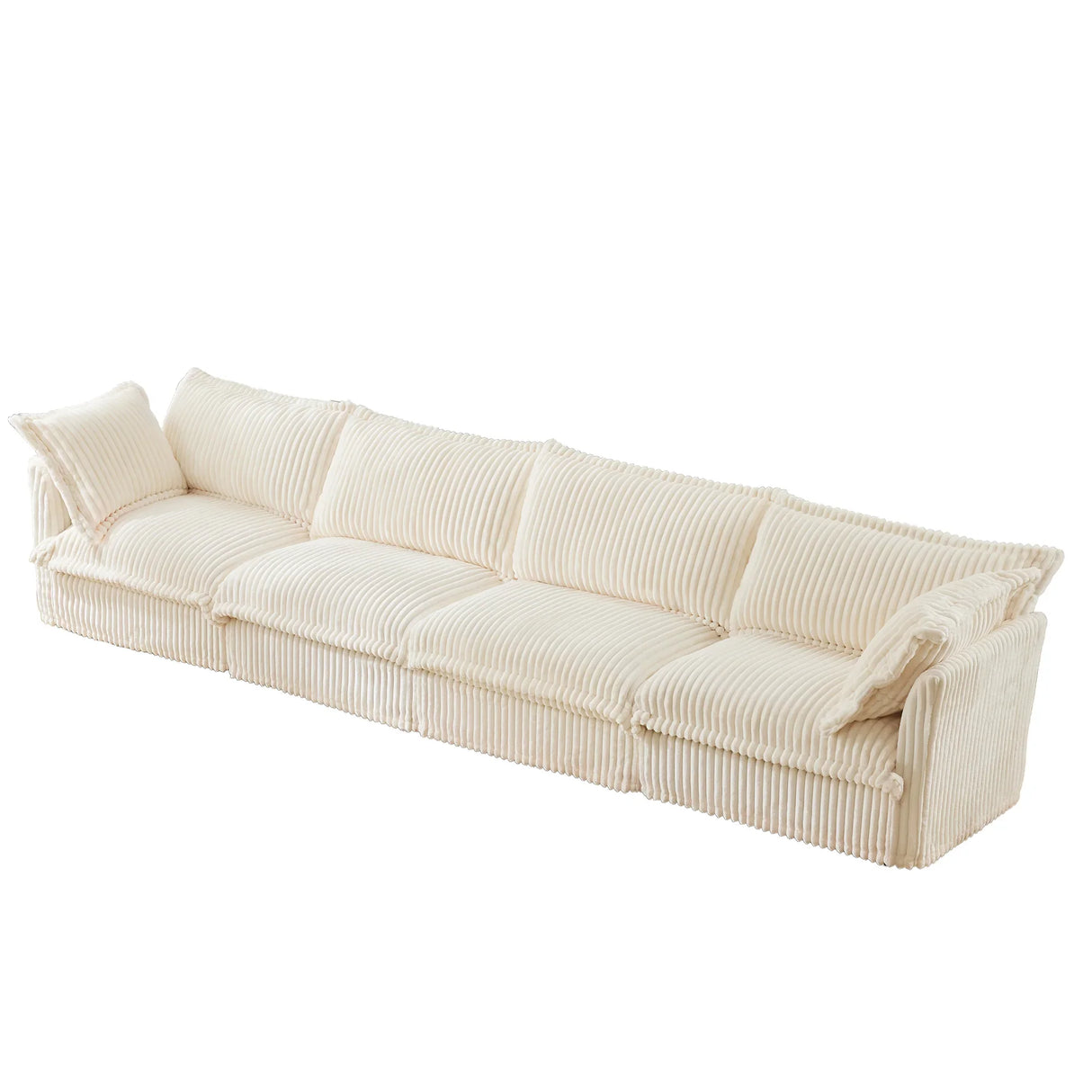 Corduroy Long Stationary Sofa - Cream - Furniture Home Direct