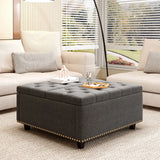 Large Square Storage Ottoman With 2 Storage Doors - Furniture Home Direct