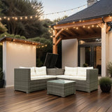 4 Piece Patio Sectional Wicker Rattan Outdoor Furniture Sofa Set With Storage Box - Furniture Home Direct