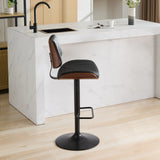 Counter Stool Adjustable PU Leather Upholstered Black - Furniture Home Direct