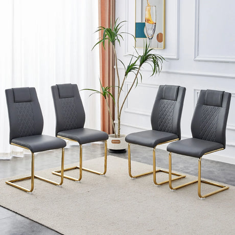Modern Legged Upholstered Dining Chairs (Set of 4) Artificial For Kitchen And Office - Gray - Furniture Home Direct