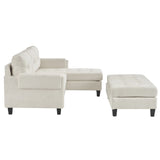 Sleeper Sectional Chenille L Shaped With Chaise Beige - Furniture Home Direct