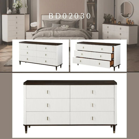 Carena - Dresser With Jewerly Tray - White / Walnut - Furniture Home Direct
