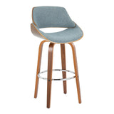 Fabrizzi - Mid Century Modern Fixed Height Barstool With Swivel With Round Footrest (Set of 2) - Furniture Home Direct