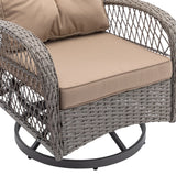 3 Piece Patio Conversation Set With Glass Coffee Table - Khaki - Furniture Home Direct