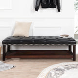 Bedroom End Of Bed Bench Tufted Upholstered End Of Bed Bench End Of Bed Entrance Shoe Bench With Nailhead Trim And Shelf Bedroom Upholstered Leather Bench Living Room Shoe Rack Footstool - Furniture Home Direct