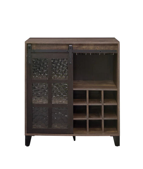 Treju Obscure - Glass, Rustic Wine Cabinet - Black / Oak - Furniture Home Direct