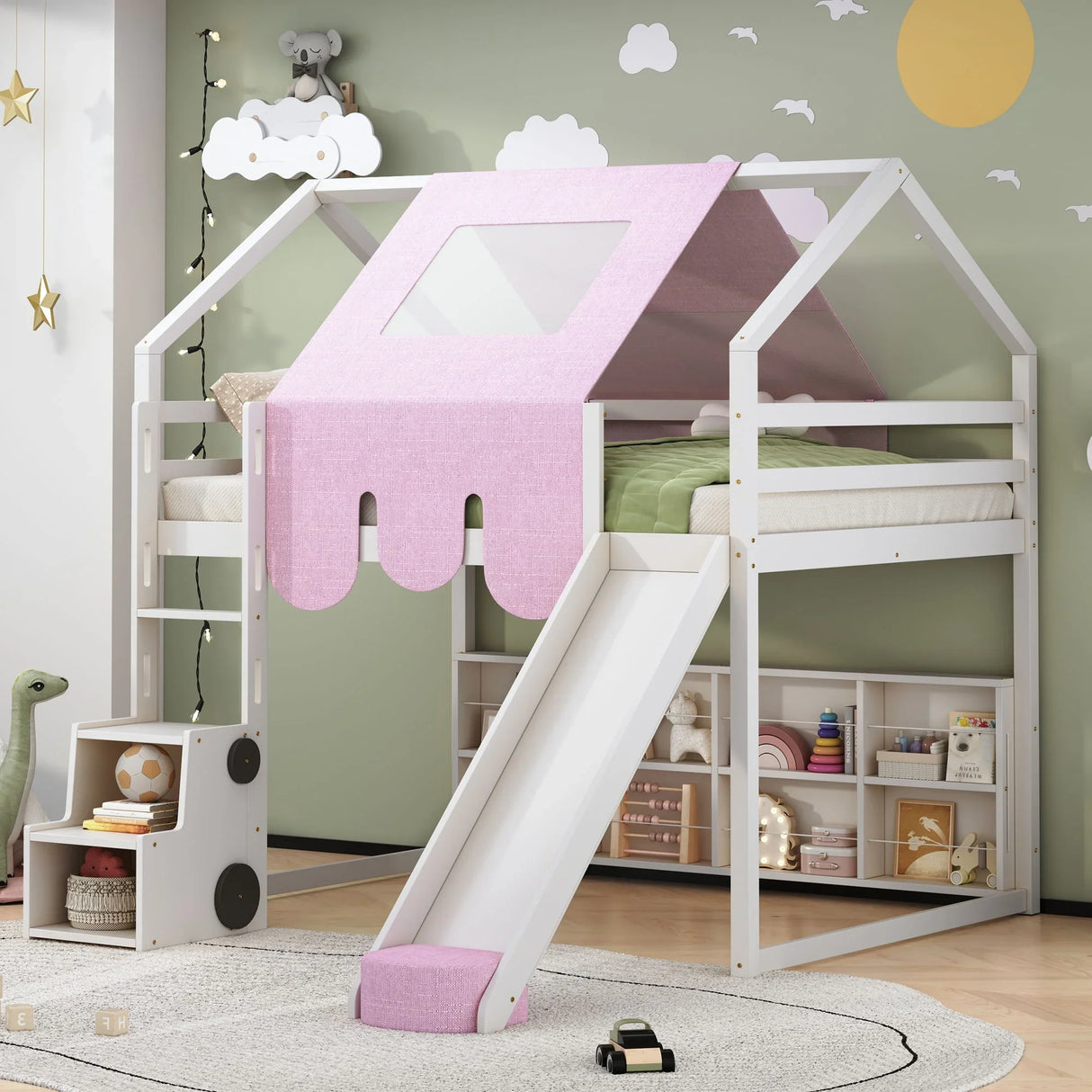 Loft Bed With House Shaped Frame And Tent - Furniture Home Direct