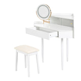 Vanity Desk With Large Storage Modern Design Stool White - Furniture Home Direct