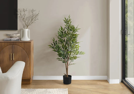 47" Tall, Artificial Plant, Acacia Tree, Indoor, Faux, Fake, Floor, Greenery, Potted, Silk, Decorative - Green / Black - Furniture Home Direct