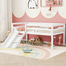 Low Loft Bed With Slide, Ladder, Safety Guardrails, No Box Spring Needed - Furniture Home Direct