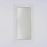 Handcarved Wave Design Rectangle Mirror Accent Enhancing Space - Antique White - Furniture Home Direct