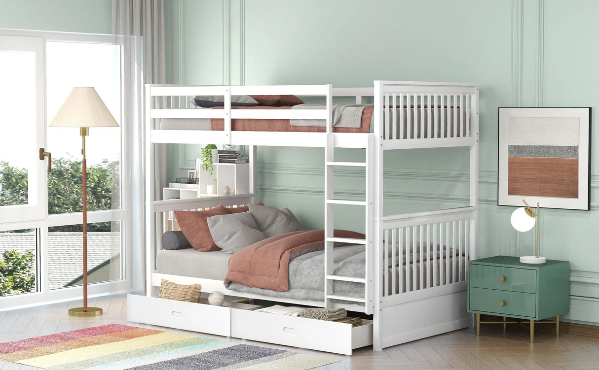 Bunk Bed With Ladders And 2 Storage Drawers - Furniture Home Direct