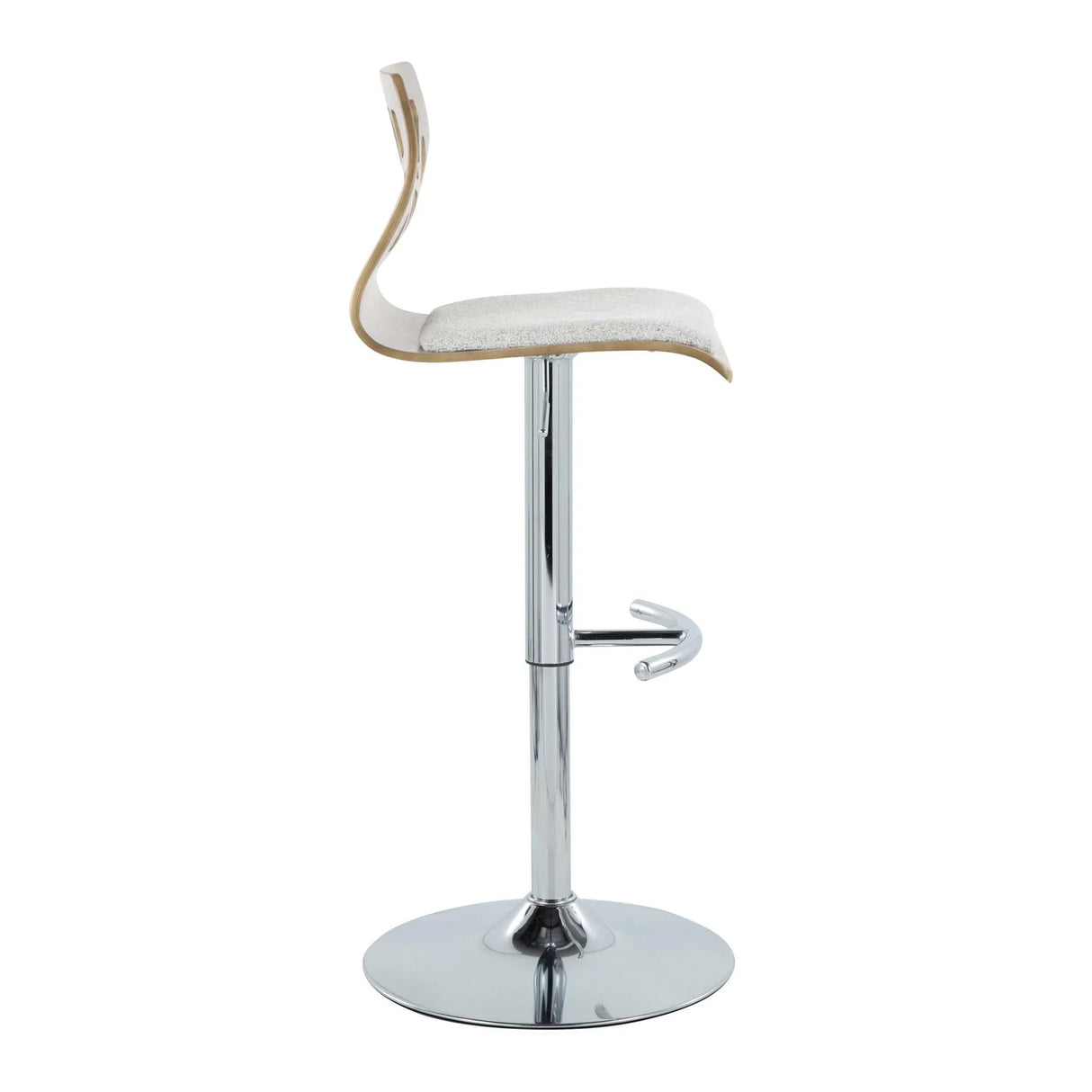 Folia - Contemporary Adjustable Barstool With Swivel With Rounded T Footrest (Set of 2) - Furniture Home Direct