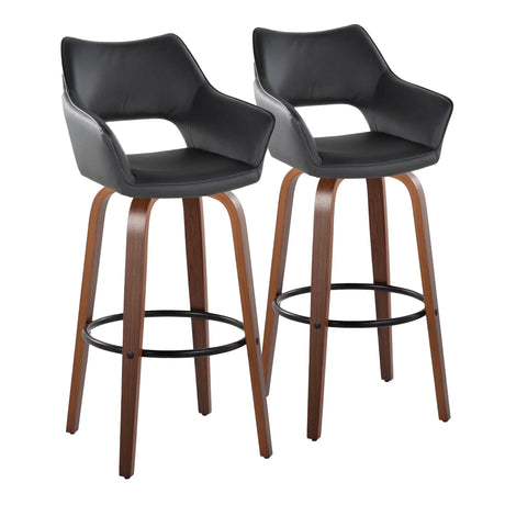 Mustang - Contemporary Fixed Height Barstool With Swivel & Round Footrest (Set of 2) - Furniture Home Direct