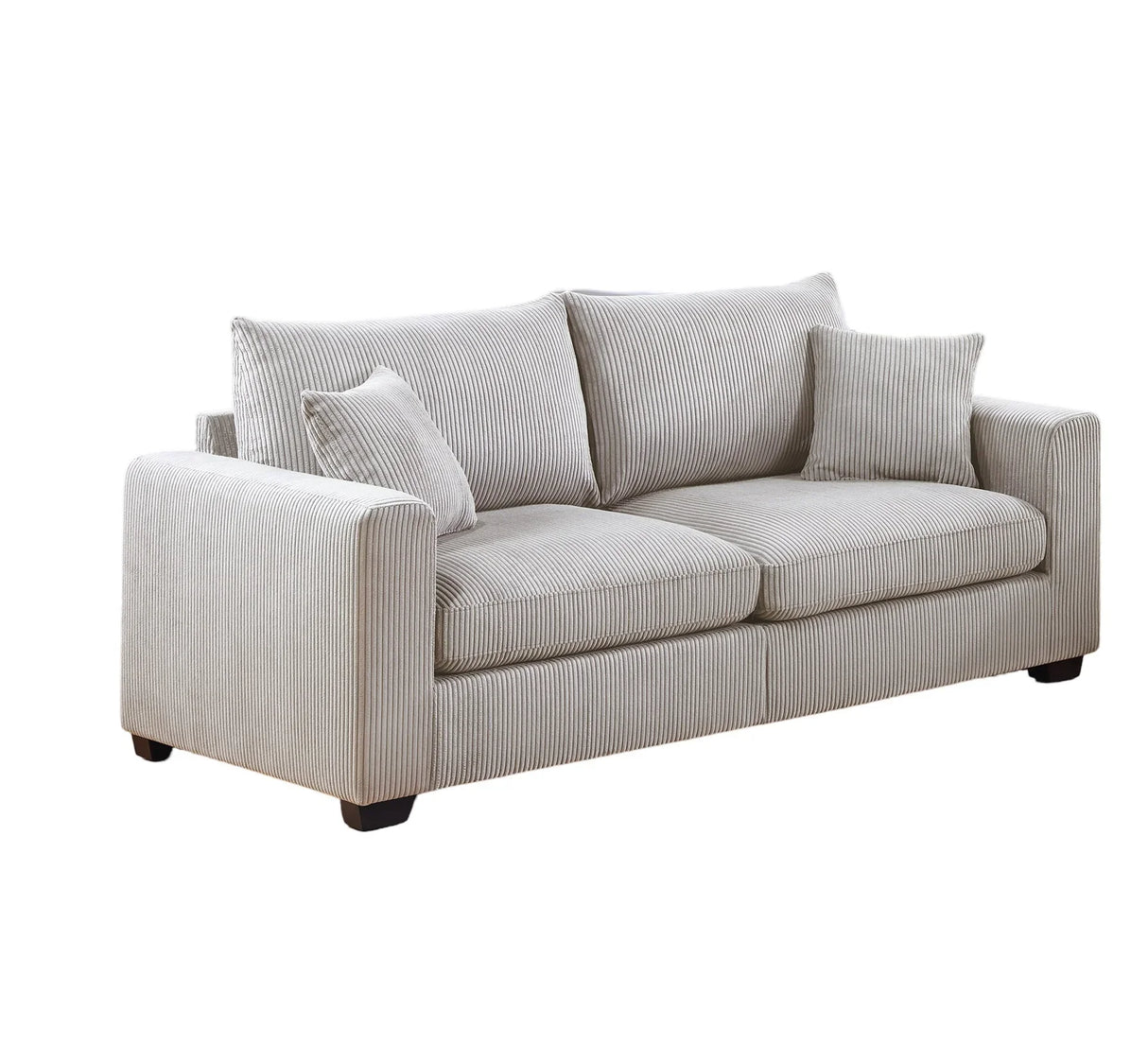 Classic Living Room Set With Pillows - Ivory - Furniture Home Direct