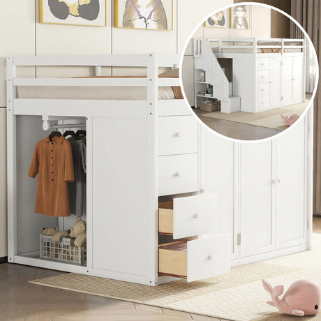 Loft Bed With Built In Wardrobes, Cabinets And Drawers - Furniture Home Direct