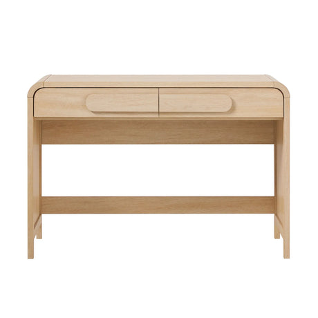 Modern Curved Waterfall Desk With Drawers - Oak - Furniture Home Direct