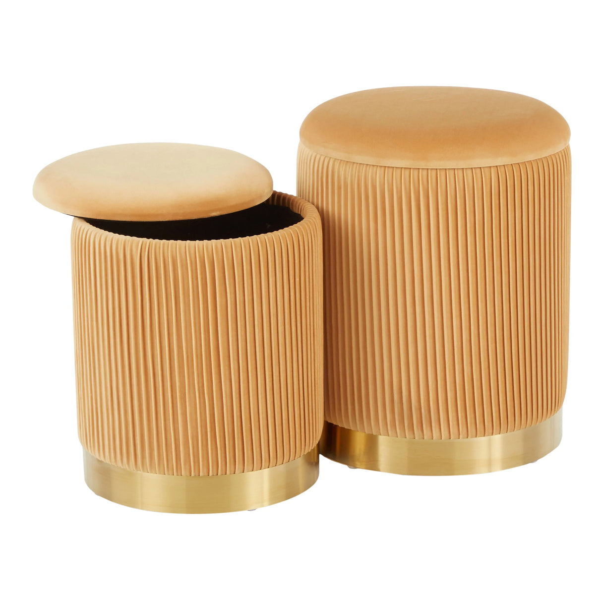 Marla - Contemporary Nesting Pleated Ottoman Set - Furniture Home Direct