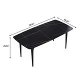 70.87" Modern Artificial Stone Curved Metal Leg Dining Table, Can Accommodate 6-8 People - Furniture Home Direct