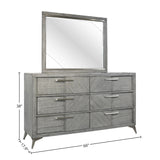 6 Drawer Dresser Book Matched Veneers - Gray - Furniture Home Direct