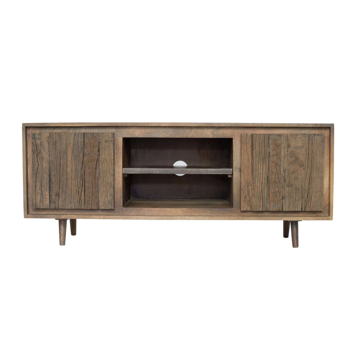 TV Cabinet With Recycle Wood 2 Door - Brown - Furniture Home Direct