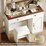 Makeup Vanity Table, Makeup Table With Large Mirror And 11 LED Light, Brightness Adjustable, Dressing Table Desk With 3 Drawers, Vanity Desk For Women (With Stool) - Furniture Home Direct