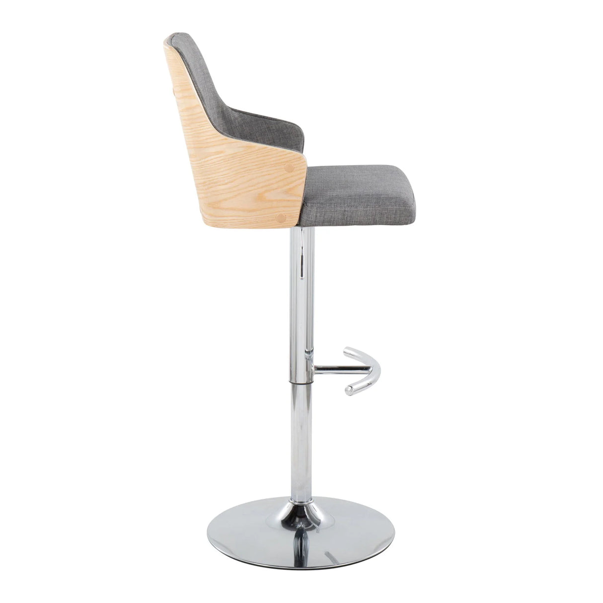 Stella - Contemporary Adjustable Barstool Stool With Swivel & Rounded T Footrest (Set of 2) - Furniture Home Direct