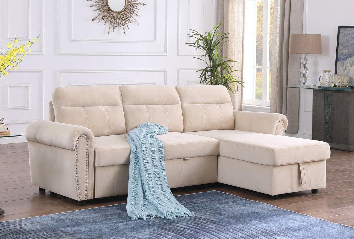 Ashton - Reversible Sleeper Sectional Sofa Chaise - Furniture Home Direct