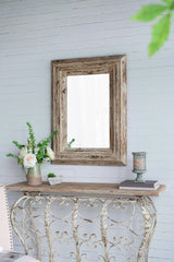 Rectangle Wall Accent Mirror With Distressed Wood Frame - Brown - Furniture Home Direct