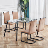 Dining Chairs Upholstered Modern Cantilever Steel Brown - Furniture Home Direct