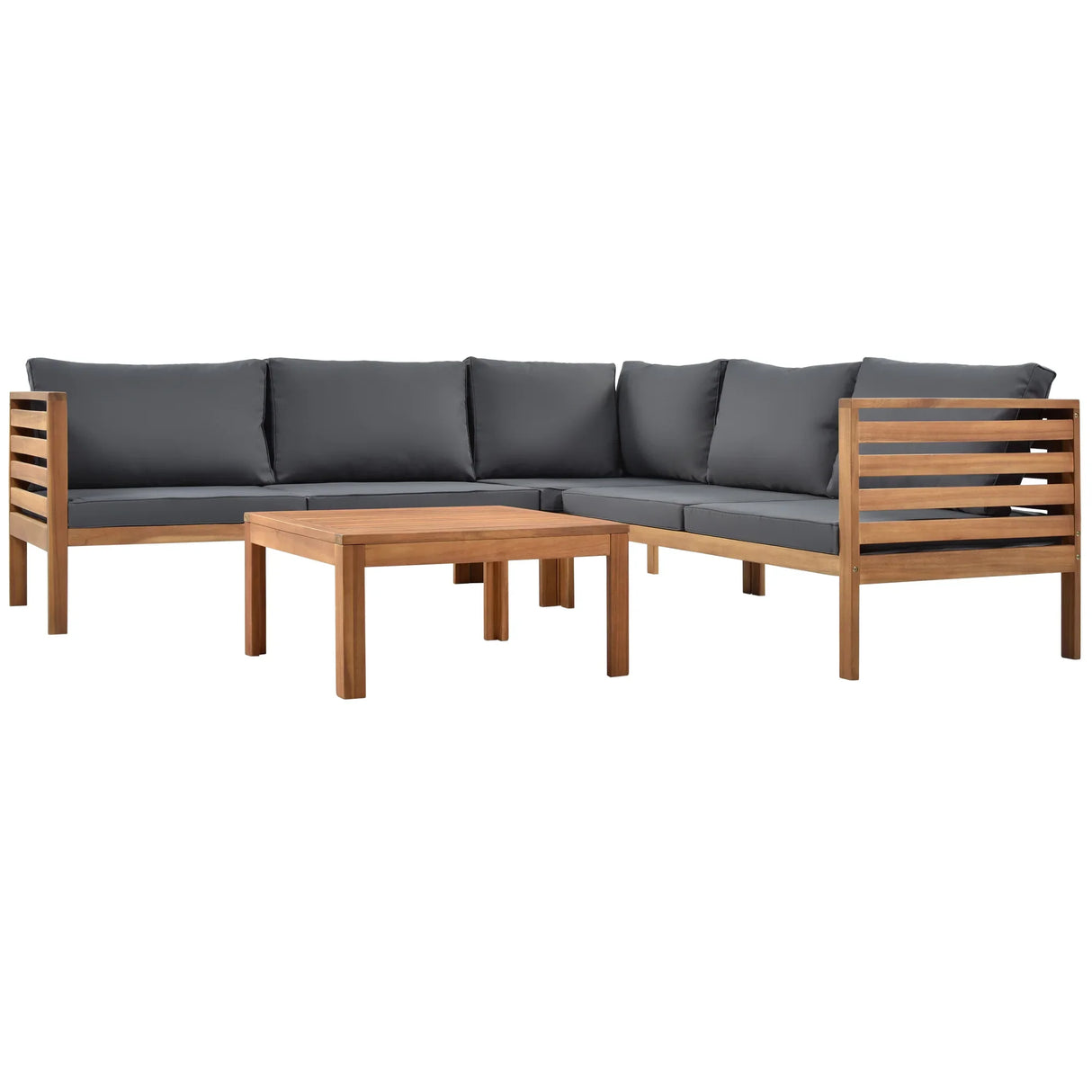 Outdoor Sectional With Coffee Table - Gray - Furniture Home Direct