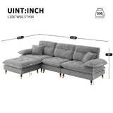 Sectional Sofa Cloud Chenille L Shape With Ottoman Gray - Furniture Home Direct
