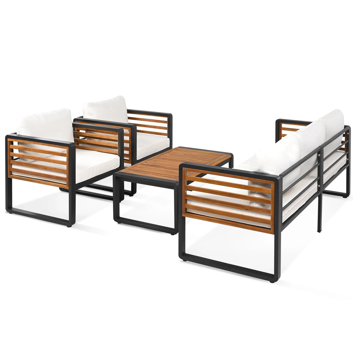 4 Piece Outdoor Conversation Set - Beige - Furniture Home Direct