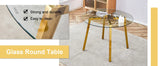 Dining Set Round Glass Table Six Faux Leather Chairs Black - Furniture Home Direct