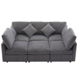 Sectional Sofa, Modular With USB Ports And Ottoman, Grey - Furniture Home Direct