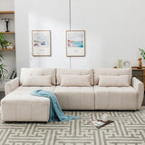 113.3 Modular Sectional With Ottoman And USB C Ports Beige - Furniture Home Direct