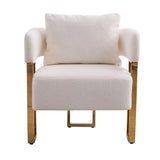 Modern Decorative Chair Teddy Fleece Upholstered And Metal Foot - Furniture Home Direct