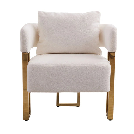Modern Decorative Chair Teddy Fleece Upholstered And Metal Foot - Furniture Home Direct