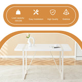 Dining Table Industrial Rectangular MDF Metal Frame White - Furniture Home Direct