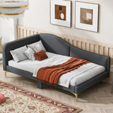 Upholstered Daybed With Headboard And Armrest, Support Legs - Furniture Home Direct