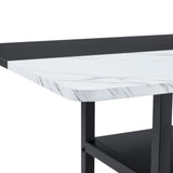 Dining Set Modern With Marble Top Table For Six Gray - Furniture Home Direct
