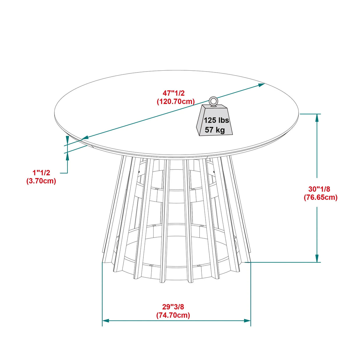 Round Dining Table With Pedestal Base - Brown - Furniture Home Direct