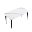 63" Modern Artificial Stone White Curved Black Metal Leg Dining Table, 6 People - White - Furniture Home Direct