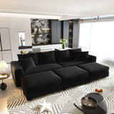 Deep Seat Convertible Sofa With Soft Pillows And Ottomans - Furniture Home Direct