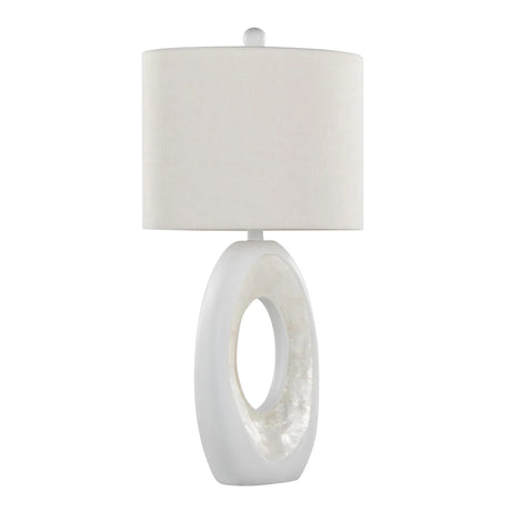 Pearl - Contemporary Table Lamp (Set of 2) - Matte White / Natural Shell - Furniture Home Direct
