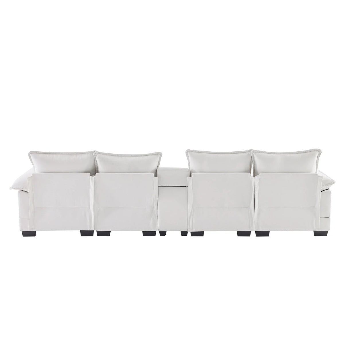 U Shaped Sectional Sofa With Console And Cupholders White - Furniture Home Direct